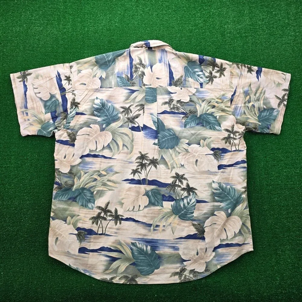 Chaps Ralph Lauren Shirt Mens 3XL Floral Button‎ Up Vintage Y2K Hawaiian Beach